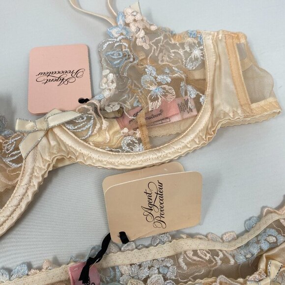 Agent Provocateur Odette Peach Pastel Lurex 36B/4 Set NWT - Picture 13 of 16